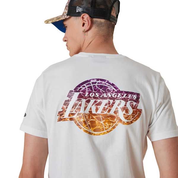 Férfi póló New Era NBA Team Water Print LA Lakers T-shirt White