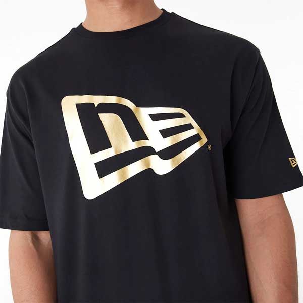 Férfi póló New Era Flag Oversized T-Shirt Black Gold