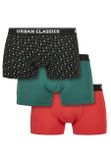 Urban Classics Organic X-Mas Boxer Shorts 3-Pack nicolaus aop+treegreen+popred