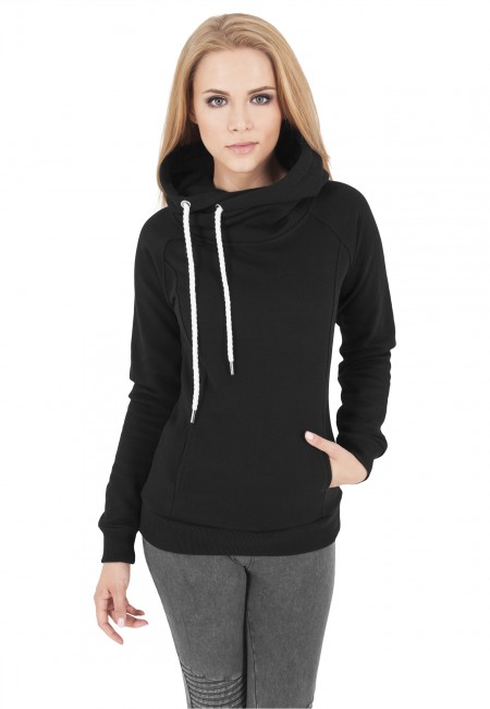 Urban Classics Ladies Raglan High Neck Hoody black akciós termékkép 1