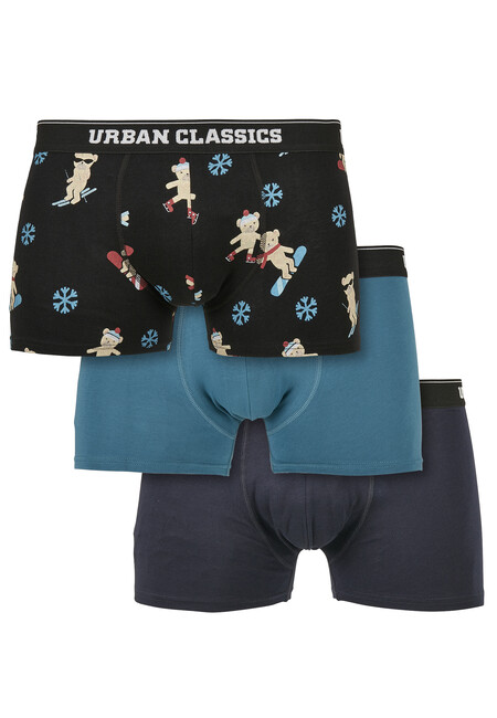 Urban Classics Organic X-Mas Boxer Shorts 3-Pack teddy aop+jasper+navy akciós termékkép 1