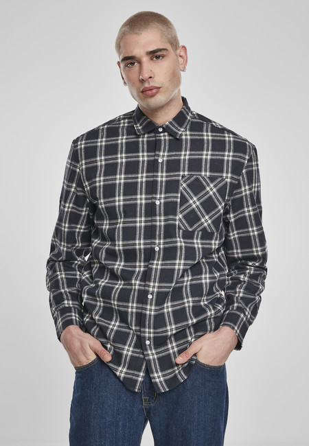 Urban Classics Oversized Check Shirt midnightnavy/white akciós termékkép 1