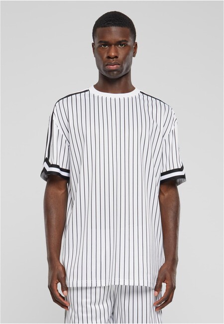 Urban Classics Oversized Striped Mesh Tee white/black akciós termékkép 1