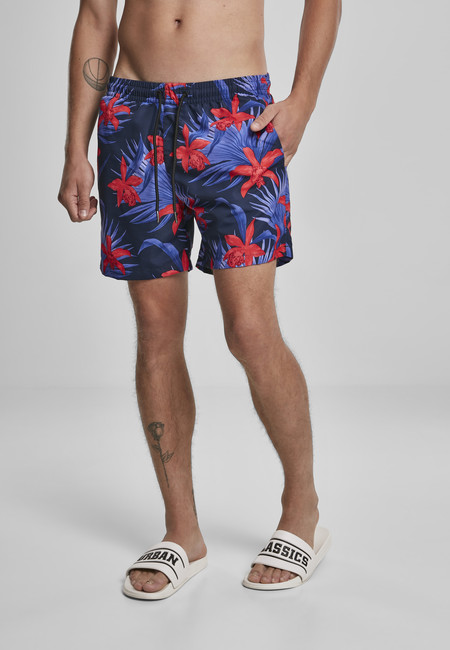 Urban Classics Pattern Swim Shorts blue/red akciós termékkép 1