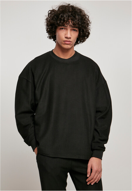 Urban Classics Rib Terry Boxy Crew black akciós termékkép 1