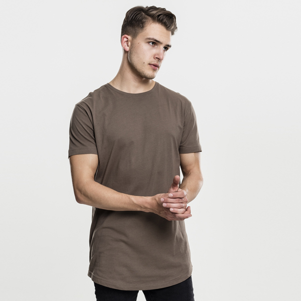 Férfi póló Urban Classics Shaped Long Tee army green akciós termékkép 1